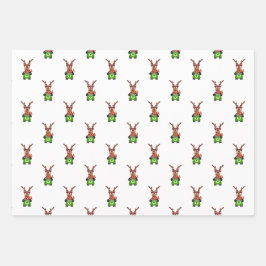 Feestelijke groene en rode Kasky kerstrendieren Inpakpapier Vel