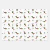 Feestelijke groene en rode Kasky kerstrendieren Inpakpapier Vel (Voorkant 2)