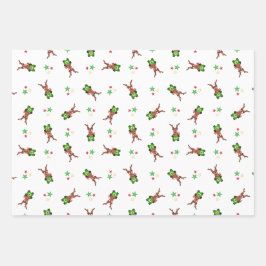 Feestelijke groene en rode Kasky kerstrendieren Inpakpapier Vel