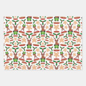Feestelijke groene en rode Kasky kerstrendieren Inpakpapier Vel (Voorkant)