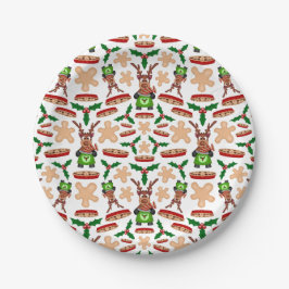 Feestelijke groene en rode Kasky kerstrendieren Papieren Bordje