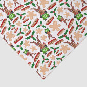 Feestelijke groene en rode Kasky kerstrendieren Tissuepapier (Detail)