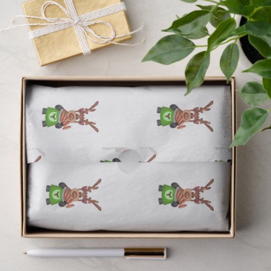 Feestelijke groene en rode Kasky kerstrendieren Tissuepapier (Geschenk)