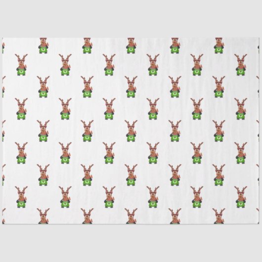 Feestelijke groene en rode Kasky kerstrendieren Tissuepapier (Voorkant)