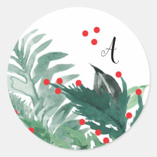 Feestelijke groene en rode kerstvakantie ronde sticker