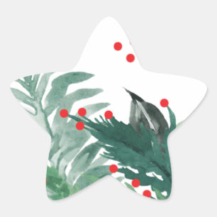 Feestelijke groene en rode kerstvakantie ster sticker