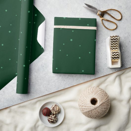 Feestelijke Groene en Sterren Kerstvakantie Cadeaupapier (Crafts)