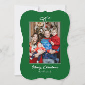 Feestelijke groene en witte boog kerstfoto feestdagenkaart (Voorkant)