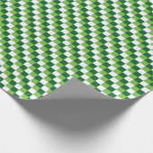 Feestelijke groene en witte driekleurige cheques cadeaupapier (Hoek)