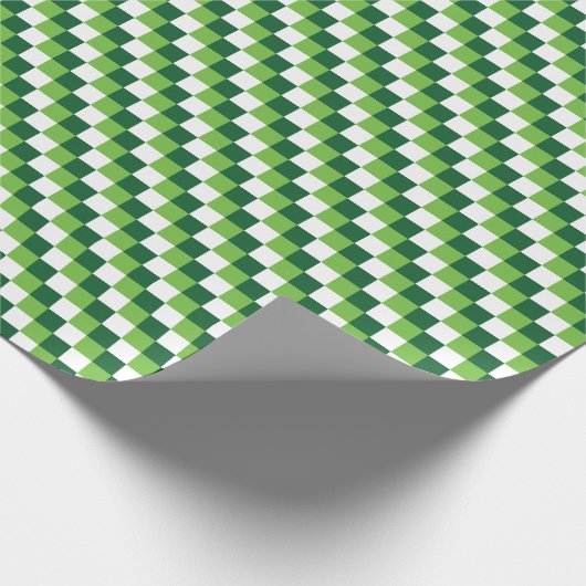 Feestelijke groene en witte driekleurige cheques cadeaupapier (Hoek)