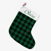 Feestelijke groene en zwarte Buffalo Tartan Plaid Grote Kerstsok (Voorkant (Hangend))