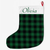 Feestelijke groene en zwarte Buffalo Tartan Plaid Grote Kerstsok (Achterkant)