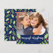 Feestelijke groene foto vakantiekaart / Kerstmis Feestdagenkaart (Voorkant / Achterkant)