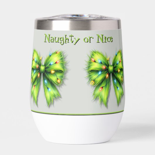 Feestelijke groene Furry Bow-Lights Naughty or Nic (Voorkant)