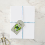 Feestelijke groene Furry Bow-Lights Naughty or Nic Cadeaulabel (Met Touw)