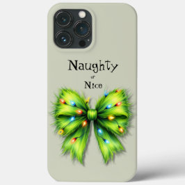 Feestelijke groene Furry Bow-Lights Naughty or Nic Case-Mate iPhone Case