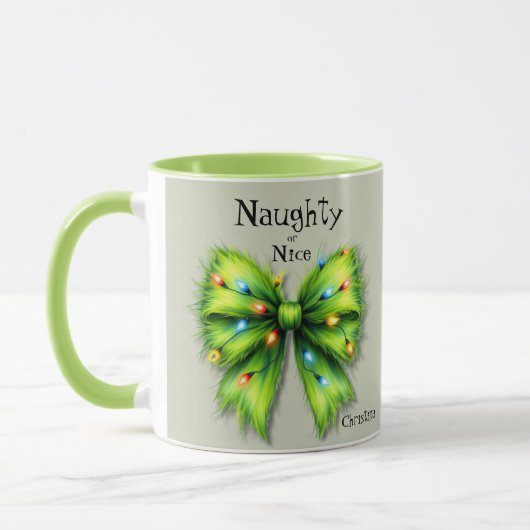 Feestelijke groene Furry Bow-Lights Naughty or Nic Mok (Links)