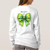 Feestelijke groene Furry Bow-Lights Naughty or Nic T-shirt (Achterkant)