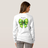 Feestelijke groene Furry Bow-Lights Naughty or Nic T-shirt (Achterkant volledig)