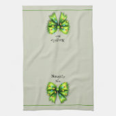 Feestelijke groene Furry Bow-Lights Naughty or Nic Theedoek (Verticaal)