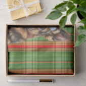Feestelijke groene geruite Duitse herdershond Kers Tissuepapier (Geschenk)
