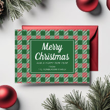 Feestelijke groene geruite Merry Christmas Script