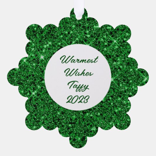 Feestelijke Groene Glitter Gepersonaliseerde Kat Ornament Kaart (Achterkant)