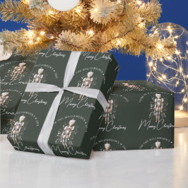 Feestelijke Groene Gouden Notenkraker Kerst Donker Cadeaupapier
