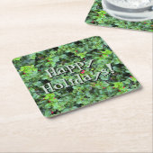 Feestelijke Groene Holly Berry Kerst Kartonnen Onderzetters (Schuin)