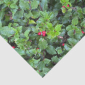 Feestelijke Groene Holly Berry Kerst Tissuepapier (Detail)