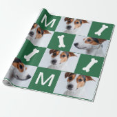 Feestelijke Groene Hond Botten Fotocollage Kerst Cadeaupapier (Uitgerold)