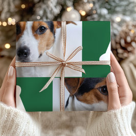 Feestelijke Groene Hond Botten Fotocollage Kerst Cadeaupapier