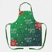 Feestelijke Groene Kerst- Script Patroon Schort (Voorkant)