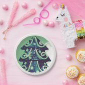 Feestelijke Groene Kerstboom Feestdagen Papieren Bordje (Feest)