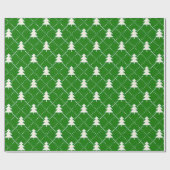 Feestelijke groene kerstboompatroon cadeaupapier (Vlak)