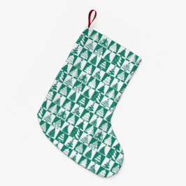 Feestelijke groene kerstboompatroon kleine kerstsok