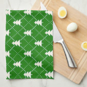 Feestelijke groene kerstboompatroon theedoek (Quarter Fold)