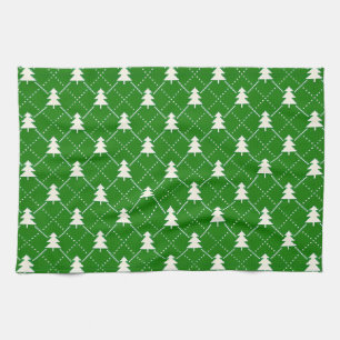 Feestelijke groene kerstboompatroon theedoek