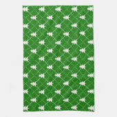 Feestelijke groene kerstboompatroon theedoek (Verticaal)