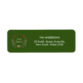 Feestelijke groene kerstkrans gepersonaliseerd etiket (Voorkant)