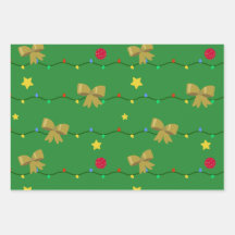 Feestelijke groene kerstlichtjes & gouden strikken