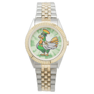 Feestelijke groene kip horloge