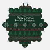 Feestelijke Groene Lelijke Kersttrui Party Custom Ornament Kaart (Voorkant)