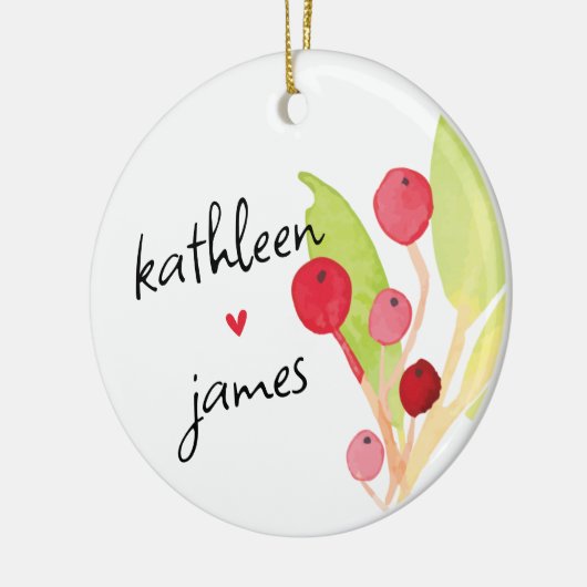 Feestelijke groene namen bruiloft keramisch ornament (Links)