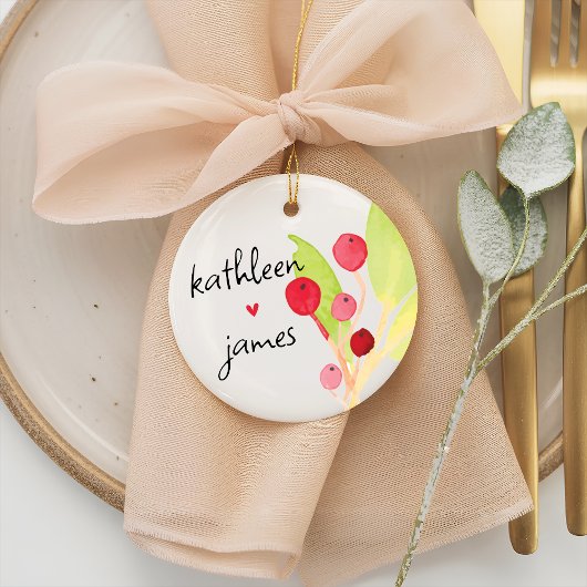 Feestelijke groene namen Huwelijk Keramisch Ornament