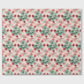 Feestelijke groene poinsettia cadeaupapier (Vlak)