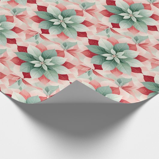Feestelijke groene poinsettia cadeaupapier (Hoek)