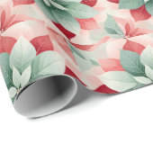 Feestelijke groene poinsettia cadeaupapier (Rol Hoek)