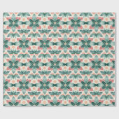 Feestelijke groene poinsettia cadeaupapier (Vlak)