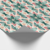 Feestelijke groene poinsettia cadeaupapier (Hoek)